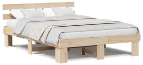 Estrado de Cama com Cabeceira 140x200 cm Madeira Maciça de Pinho