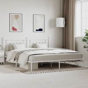 Estrutura de cama com cabeceira 200x200 cm metal branco