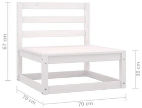 3 pcs conjunto lounge de jardim pinho maciço branco