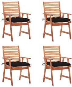 vidaXL Cadeiras de jantar p/ jardim 4 pcs c/ almofadões acácia maciça