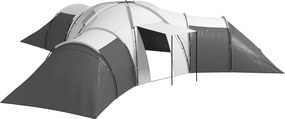 Outsunny Barraca de camping para 6-9 pessoas, 4 compartimentos, alpendre, à prova d'água, 615x 615x225cm, Cinza | Aosom Portugal