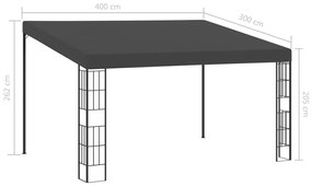Gazebo de montagem na parede 3x4 m tecido antracite