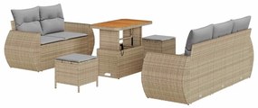 Conjunto de Sofá de Jardim vidaXL de 8 Peças com Almofadas Bege Rattan