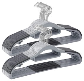 Cabides SONGMICS, pacote com 50, cabides de plástico resistentes com design antiderrapante, cabides que economizam espaço, 0,6 cm de espessura, gancho giratório de 360°, 42 cm de comprimento, cinza claro e cinza escuro CRP20G50