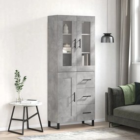 vidaXL Armário alto 69,5x34x180 cm derivados de madeira cinza cimento