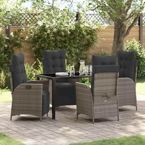 Conjunto de Jantar de Jardim de 5 Peças em Rattan Sintético Cinza