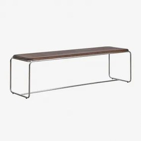 Banco 160 Cm Em Madeira De Acácia E Aço Inoxidável Altrex Castanho-acácia Escuro - Sklum