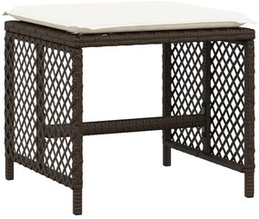 Bancos jardim com almofadões 4 pcs 41x41x36 cm vime PE castanho