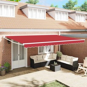 Toldo Retrátil Manual vidaXL Vermelho 500x300 cm