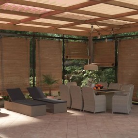 vidaXL 11 pcs conjunto de jantar para jardim vime PE castanho