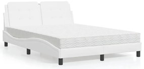 Cama com colchão 120x200 cm couro artificial branco