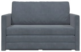 Sofá cama de chão 2 em 1 Cinza Escuro 124x204x61 cm Veludo