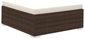 8 pcs conjunto lounge jardim c/ almofadões vime PE castanho