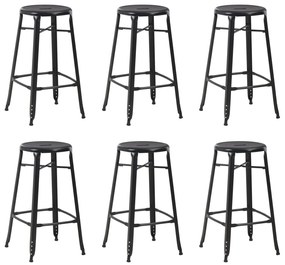vidaXL Bancos de bar 6 pcs aço preto