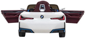 Carro elétrico para Crianças BMW I4 12V, Rodas Espuma EVA, Assento couro ecológico Branco