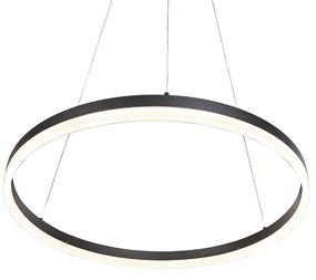 Luminária pendente design preto 60cm com LED e dimmer - ANELLO Moderno