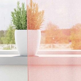 Cortinas de voile com bolsos para varão 2 pcs rosa