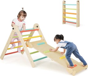 Conjunto de 3 em 1 Escalada para Bebés dobrável e ajustável em altura para parque infantil com rampa de escalada deslizante triangular Multicolor
