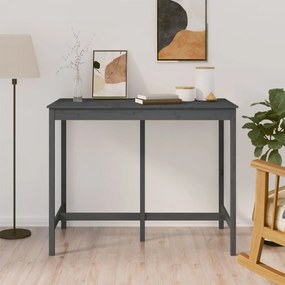 vidaXL Mesa de bar 140x80x110 cm madeira de pinho maciça cinzento