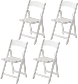 Conjunto de 4 cadeiras dobráveis em resina e PU (MESA NÃO INCLUIDA), cadeiras dobráveis portáteis para interior e exterior, 45 x 44 x 78 cm, branco