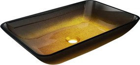 Mexen Megan lavatório de vidro sobre bancada 56 x 36 cm, dourado escuro - 24135651