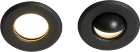 Conjunto de 5 focos embutidos modernos pretos com LED IP67 - Linsey