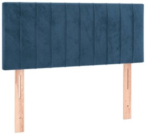 Cabeceira de cama c/ luzes LED veludo 80x5x78/88 cm azul-escuro