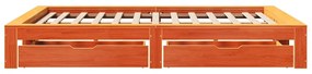 Cama sem colchão 160x200 cm madeira pinho maciço castanho-mel