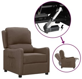 vidaXL Poltrona elevatória tecido cinzento-acastanhado
