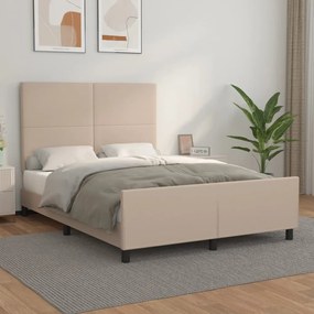 vidaXL Estrutura cama cabeceira 140x200 cm couro artificial cappuccino