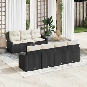 vidaXL Conjunto de Sofá de Jardim de 8 Peças com Almofadas Rattan Preto
