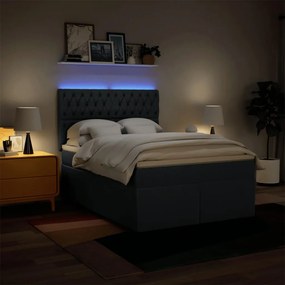Cama com molas/colchão 140x190 cm tecido azul