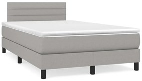 Cama box spring c/ colchão e LED 120x190 cm tecido cinza-claro
