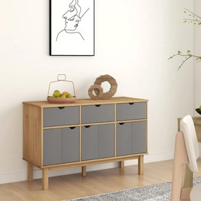 vidaXL Aparador OTTA 114x43x73,5 cm pinho maciço castanho/cinza
