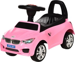Carro de brincar para crianças, veículo para empurrar com baú para brinquedos, buzina, faróis e música, 63,5 x 28 x 36 cm, rosa