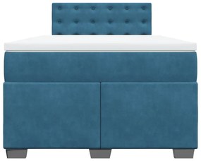 Cama boxspring com colchão 120x200 cm veludo azul