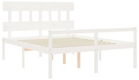 Estrutura de cama King Size com cabeceira madeira maciça branco