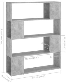 Estante/divisória 100x24x124 cm cinzento cimento