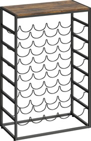 HOMCOM Garrafeira para 30 Garrafas de 6 Níveis com Superfície de Madeira Estilo Industrial 59x30x88,5 cm Castanho Rústico | Aosom Portugal
