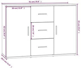 Aparador 91x29,5x65 cm derivados de madeira cinza cimento