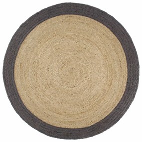 Tapete artesanal em juta com rebordo cinzento escuro 240 cm
