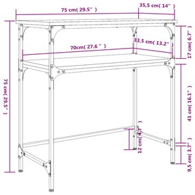 Consola de Entrada Breanna - 75x35,5 x75 cm - Com 2 Prateleiras - Cor