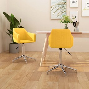 vidaXL Cadeiras de jantar giratórias 2 pcs tecido amarelo