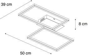 Candeeiro de teto quadrado em aço com dimmer de 3 níveis - Plazas Novo Moderno