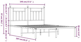 Estrutura de cama com cabeceira 140x200 cm metal preto