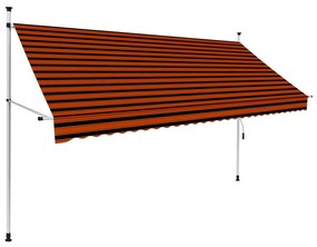 vidaXL Toldo retrátil manual 300 cm laranja e castanho