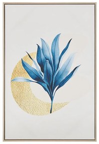 Quadro com motivo floral creme e azul 63 x 93 cm CORVARO Beliani