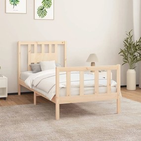 vidaXL Estrutura de cama com cabeceira 90x200 cm pinho maciço
