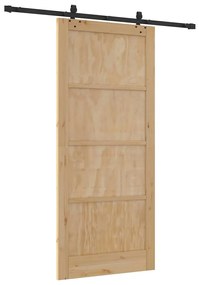 Porta Deslizante vidaXL com Conjunto de Hardware 93x211 cm Madeira Sól