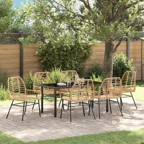 vidaXL Conjunto de Jantar de Jardim com 7 Peças em Polipropileno Marrom